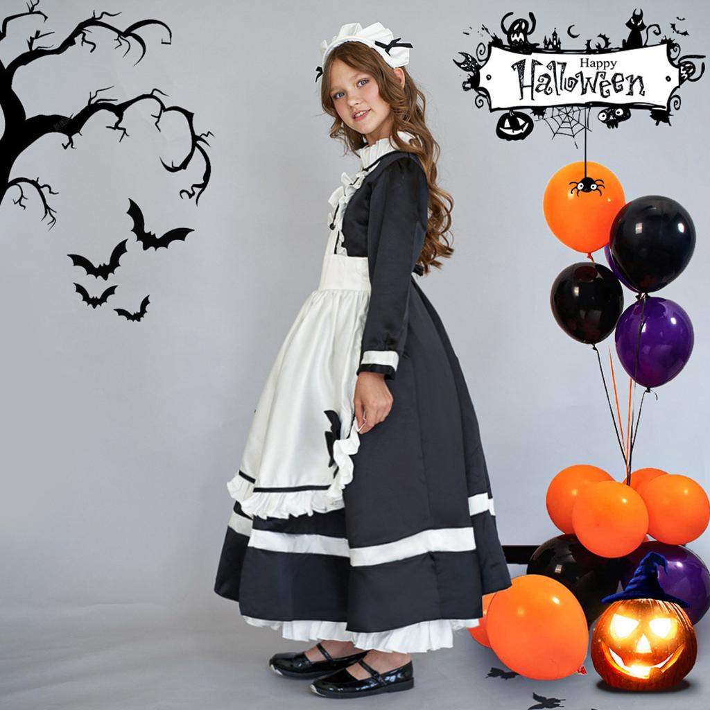 Halloween Girls Princess Dress Role Play Masquerade Cosplay Suit Headdress + Skirt