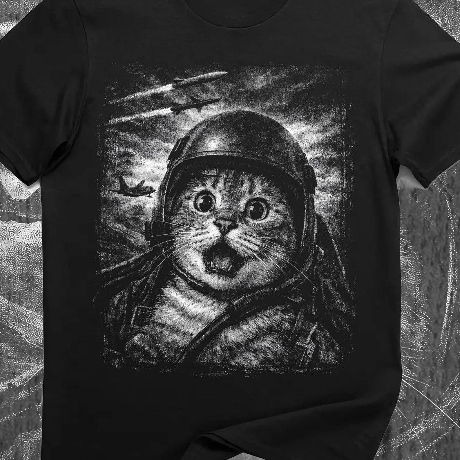 Air Force Katze Pilot T-Shirt – Lustiges Meme Kampfjet Grafik-T-Shirt M