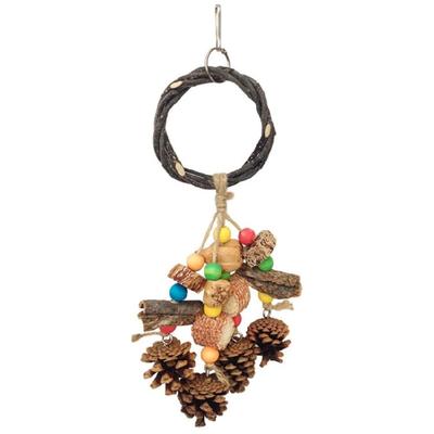 Multifunctional Wooden Bird Toy For Exercise Chewing Climbing Swing Activity Assorted Beads Design