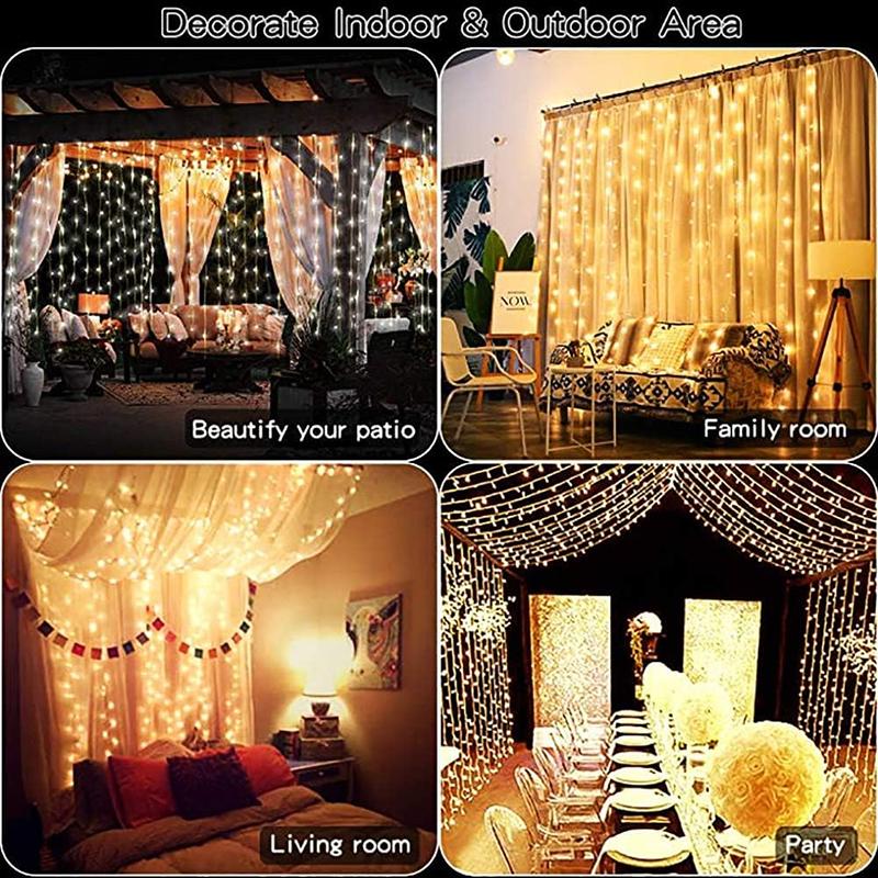 3/2/1m Curtain LED String Lights Garland USB Festoon Remote Control Fairy Garland Lights Christmas Decoration for Bedroom Home