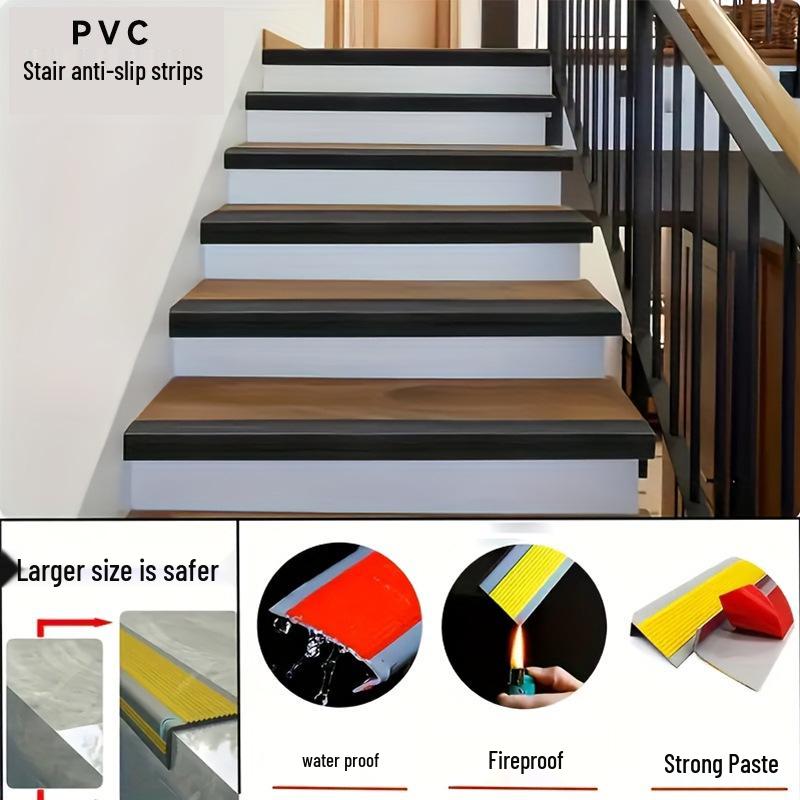 L-Shaped PVC Anti-Slip Stair Edge Trim for Indoor & Outdoor Steps