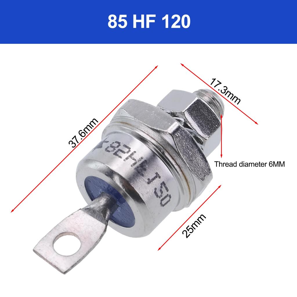 2Pc Stud Rectifier Diode 85A/70A/50A/40A/25A 1200V Positive Cathode/Negative Anode Stud Mount Diode Rectifier 25-85HF/HFR 120