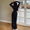 Chic Early Autumn Women's Hooded Sweatshirt and Pants Set #867: Trendy Casual Sportswear Two-Piece Suit
