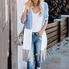 Womens Multicolor Striped  Patchwork Long Sleeve Fashion Cardigan  Sweater