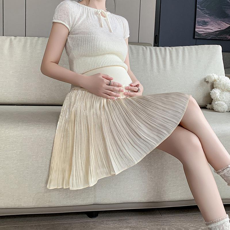 Maternity Reflective A-line Tummy Support Skirt for Casual Summer Wear