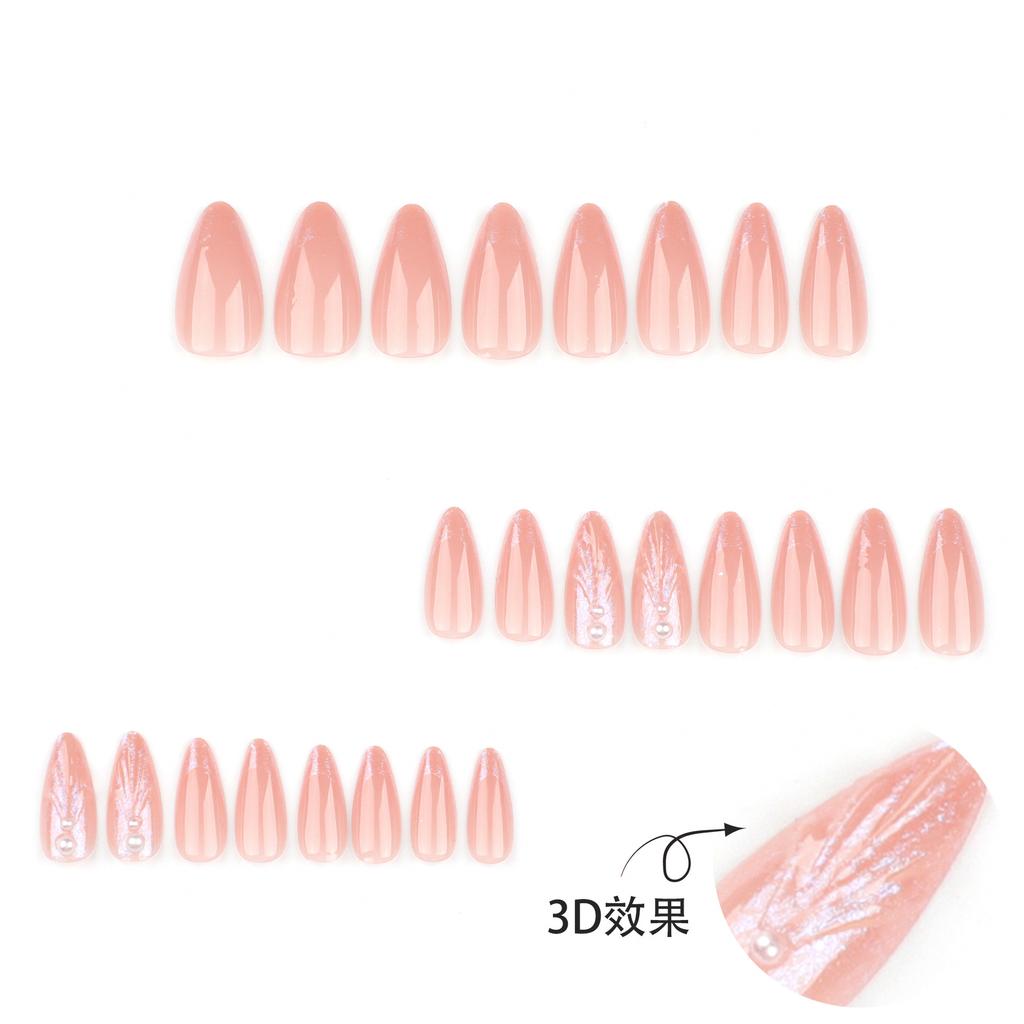 24 Pieces Three-dimensional Shell Wearing Nail Patch New Nude Almond Nail Patch