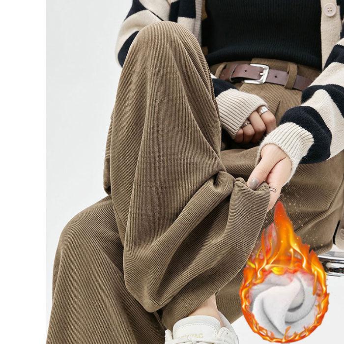 

[Original quality] Coffee narrow version wide-leg pants women s spring and autumn new suit pants drape straight casual pants S