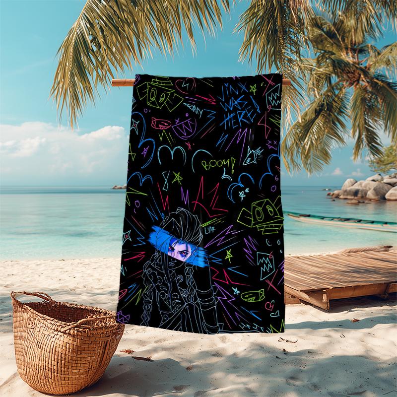 1Pc Jinx Fallen Star Beach Towel Microfiber Beach Towel Thin Absorbent For Beach Swimming Yoga Bath Sports 091719