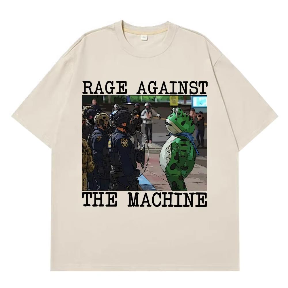 Мем Лягушка Протеста Портленда Лягушка Вирусный Мем Футболки Мужские Женские Хлопковые Хип-хоп Футболки С коротким рукавом Повседневные Свободные Мужские Футболки 2XL