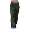 Women Casual Solid Cargo Pant Pocket Elastic Waist Loose Pant