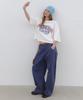 CLUNY Volume Curved Wide Cotton Pants - Blue