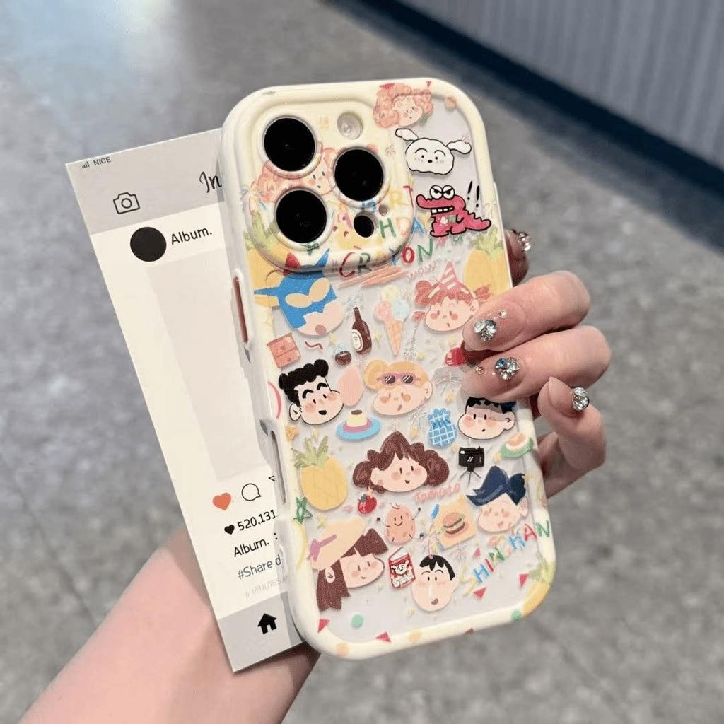 Applicable to iPhone11PM mobile phone case cute graffiti small new full print large window Apple 11 anti-drop cream case 11