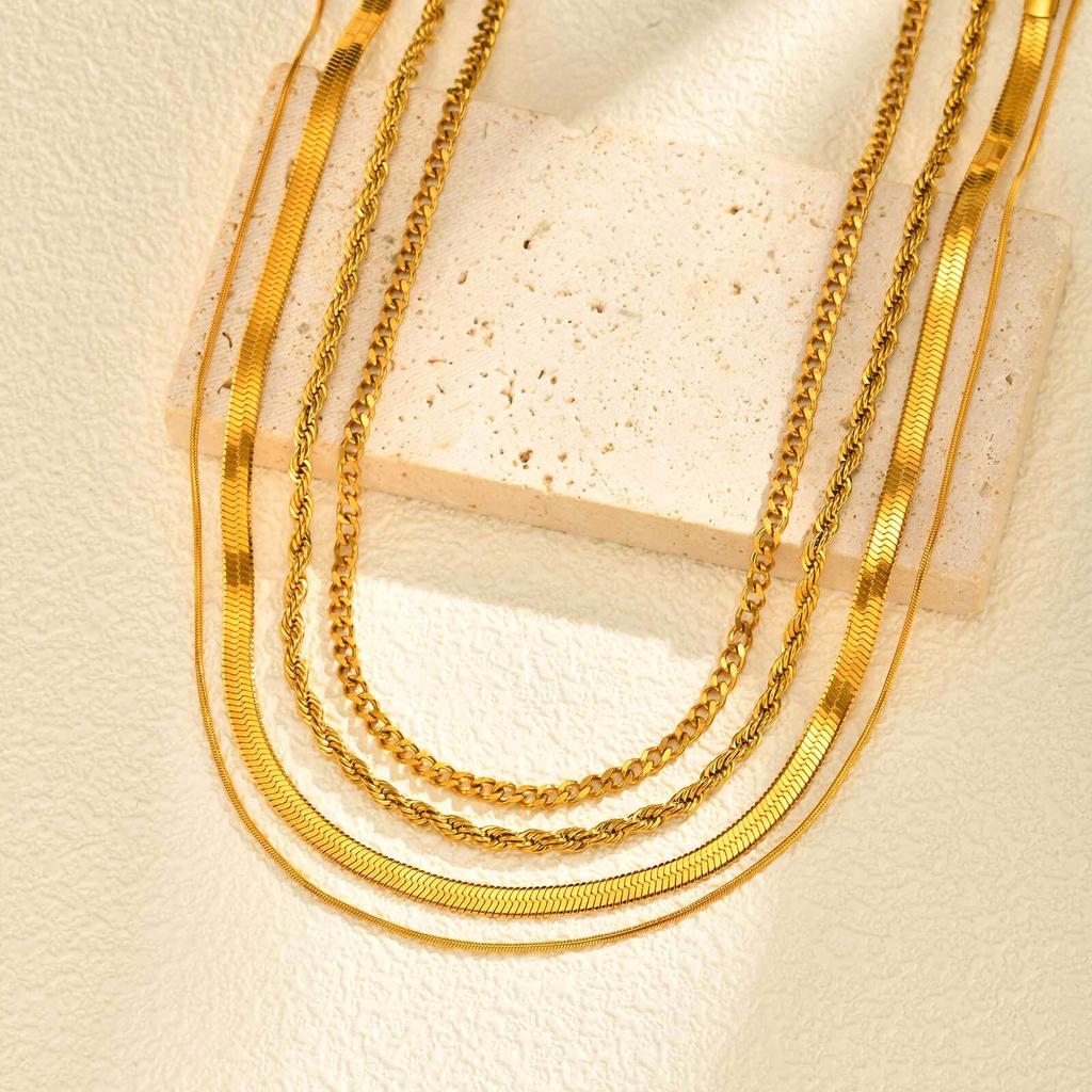 Herringbone Necklace for Women,Dainty Gold Color Necklace, Simple Layered Necklaces Jewelry Gift