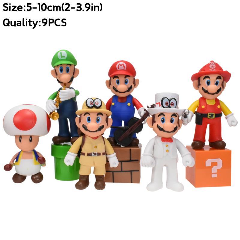3-48Pcs/Set Mario Bros Princess Peach Bowser Goomba Figures Toys Cute Anime Donkey Kong Yodhi Boo Toad Model Doll Birthday Gifts