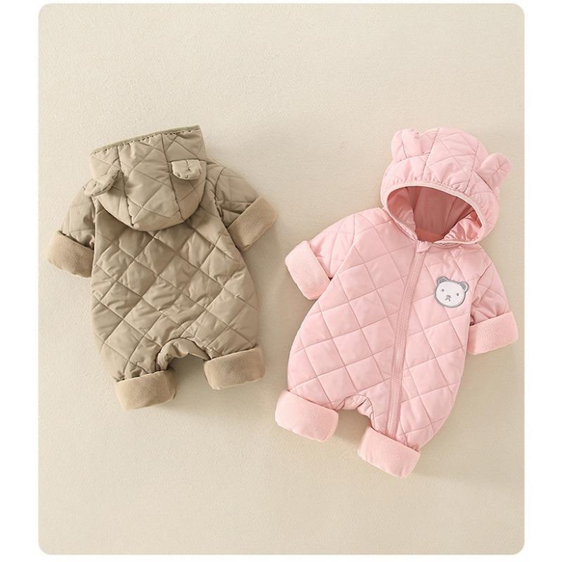 Winter Childrens Thickened Bodysuit Baby Clothes Warm Hooded Cotton Jumpsuit