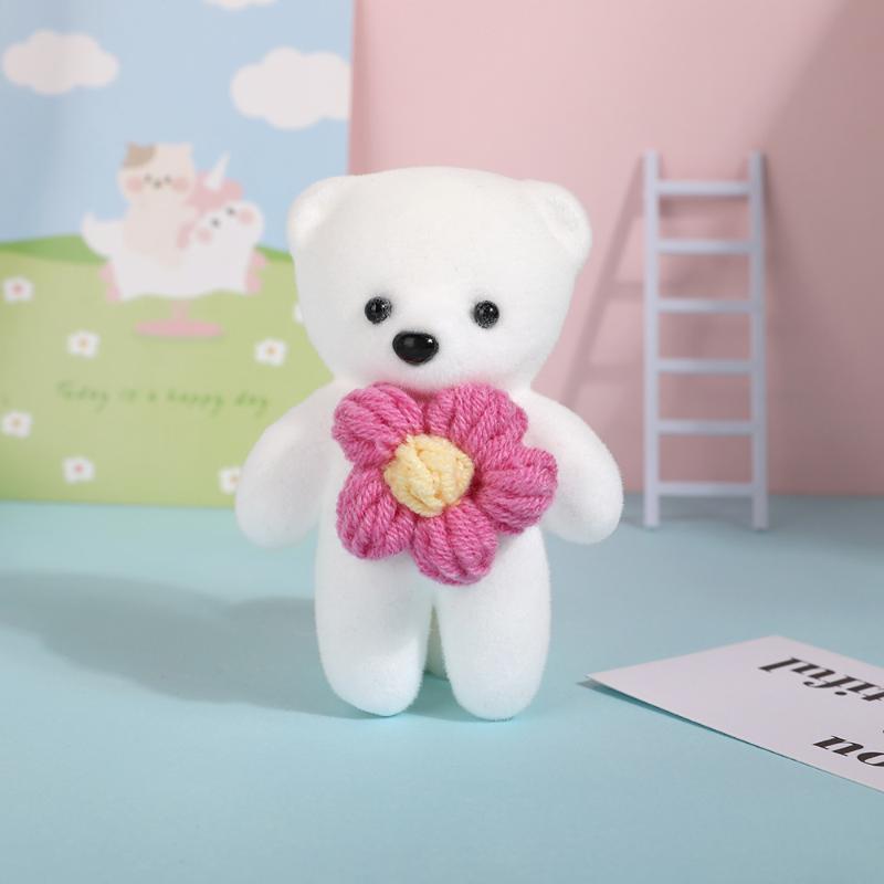 7/10Pcs Valentines Day Gift Bouquet Bear Ice Cream Flower Bear For Wedding Bouquet Cute Bear Beautiful Flower Gift Home Decor