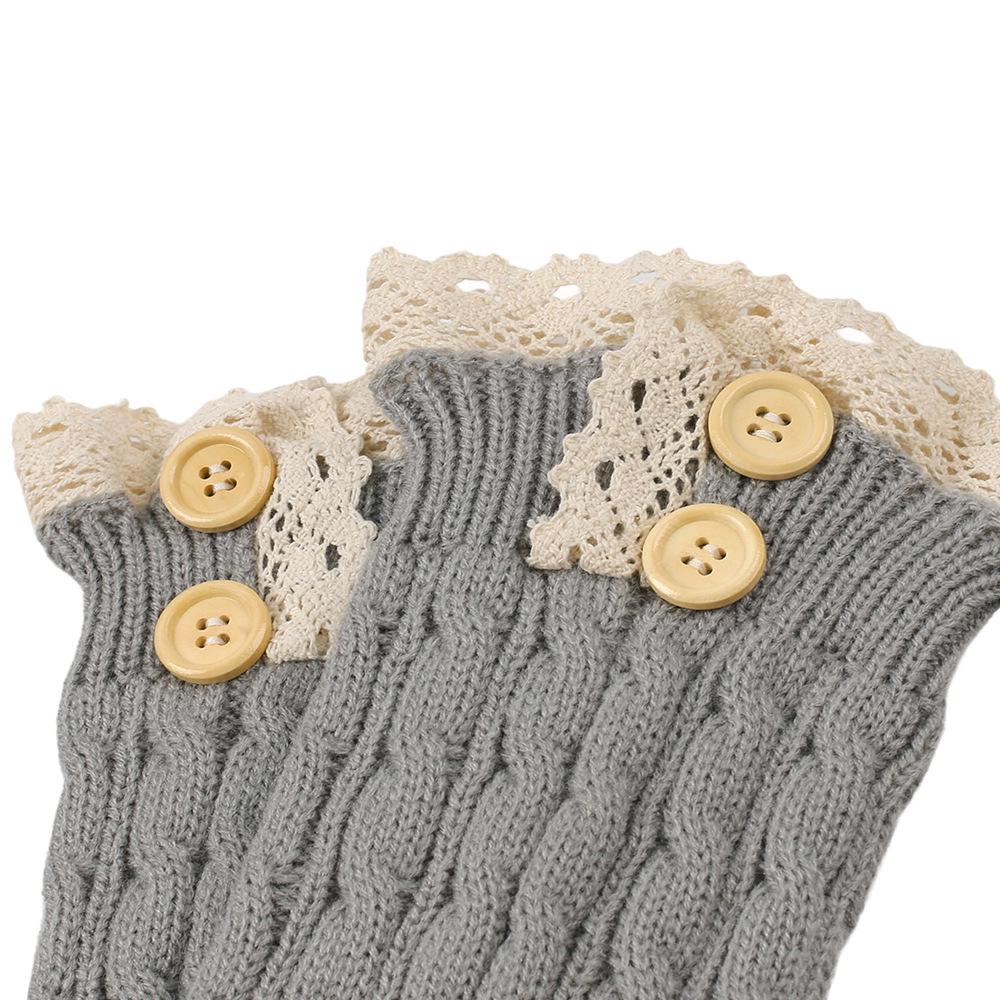 Korean Lace Trim Cable Knit Leg Warmers - Autumn & Winter Versatile Boot Covers