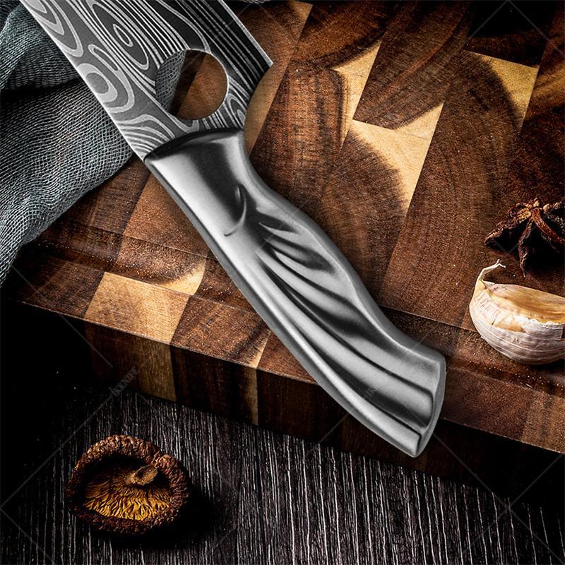 Professionelles scharfes Metzgermesser für zu Hause, Edelstahl, kleiner Krummsäbel, komfortables Griffdesign, Küchenmesser mit Messerschale