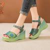 Fashion GKTINOO Wedges Sandals 2025 Summer New High Heels Bohemian Genuine Leather Comfortable Thick Bottom Women's Platform Shoes