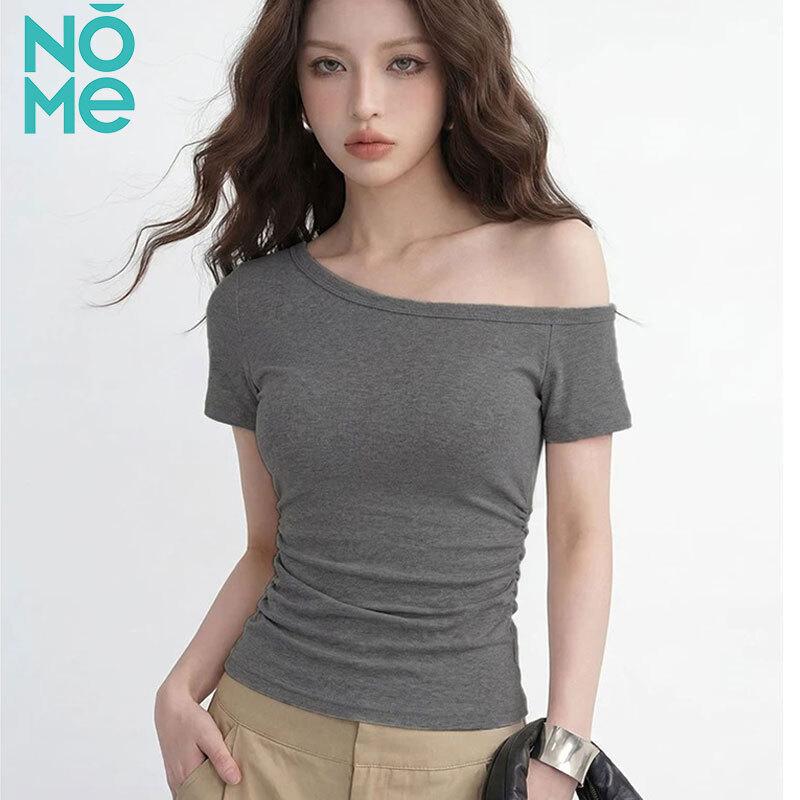 NOMe Women s One-Shoulder Ruched Short Sleeve Top XL