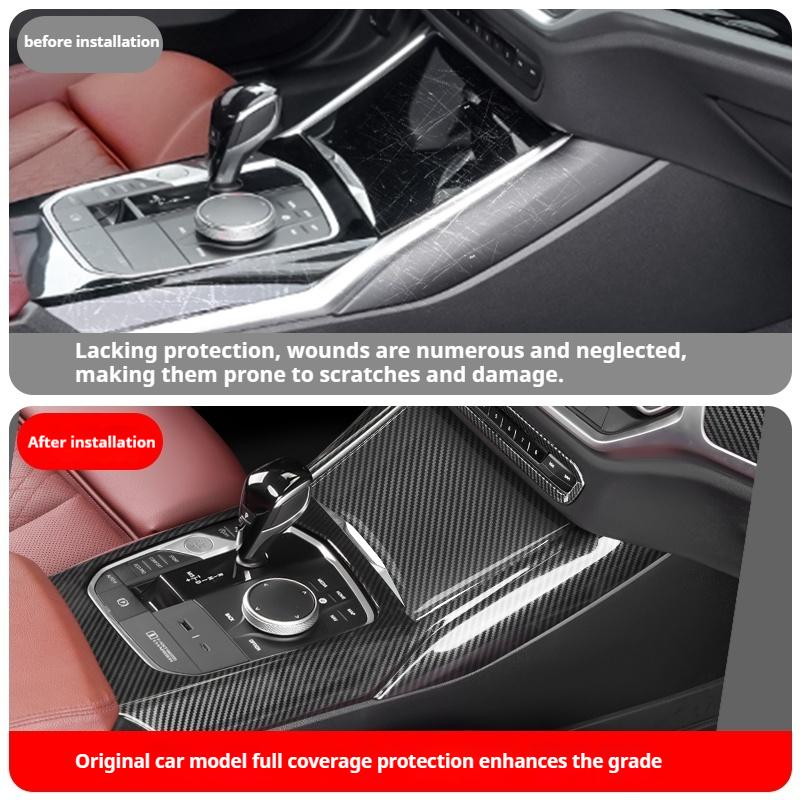 ABS Carbon Fiber Car Gear Panel Cover Interior Kit Trim Stickers Accessoires For BMW 3 Series 4 Series G20 G21 G22 2020-2025