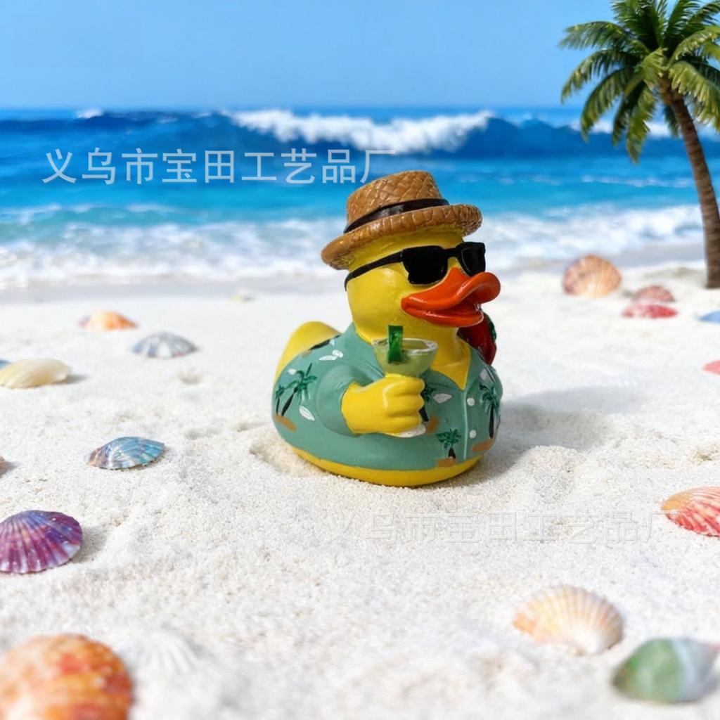 Summer Beach Duck Ornament Home Garden Ornament Resin Crafts Beach Duck