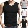 Men Solid Color Sleeveless Round Neck Vest Slim Fit Fitness Tank Top Undershirt
