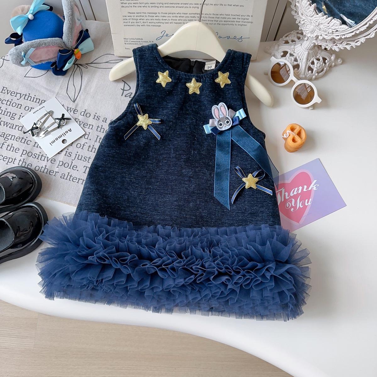 

Girls Sleeveless Rabbit Police Officer Mesh Dress - Winter Fashion AWB006 Size 130