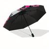 Hello Kitty,Leopard Print Automatic Folding Umbrella-Simple 8-Rib Design, Bright Cartoon Pattern, Durable Iron Frame, Suitable For Travel, O