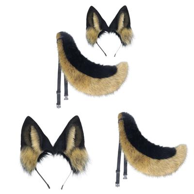 Animal Cosplays Costume Fauxs Furs Wolf Cats Foxes Wolf Fuzzy Tail Ears Headbands Halloween Party Costume Accessories