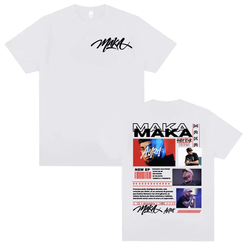 Rapper Maka Aura Tour Album 2025 T Shirts for Unisex Women Vintage Harajuku Street Tshirt Casual Cotton T Shirt Clothing Tops