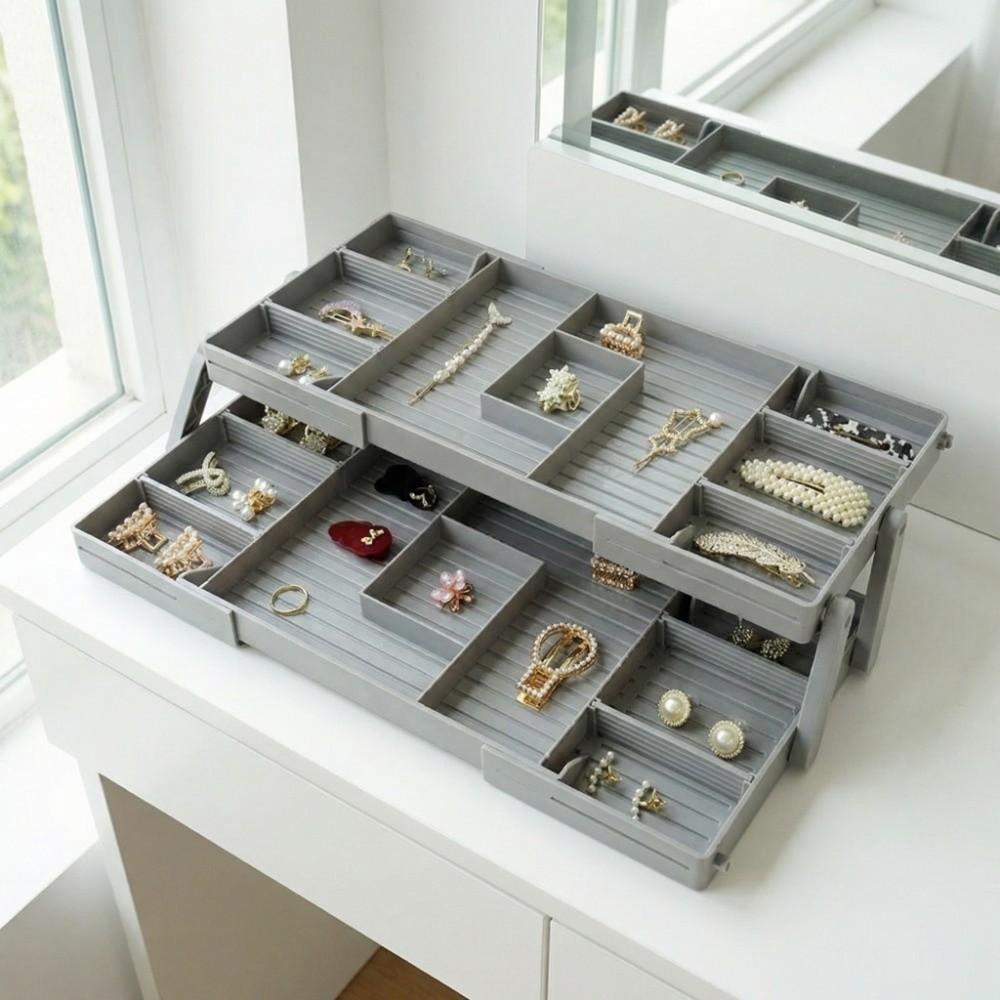 Foldable Makeup Drawer Organizer Collapsible 2/3 Layer Jewelry Holder Organizer Portable Space Saving