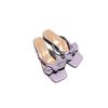 Fashion Shoes Square heel Rubber Flip Flops Woman's Slippers Low Slides Butterfly-Knot Block Hawaiian 2025 Summer Hoof Heels Rome PU Sca