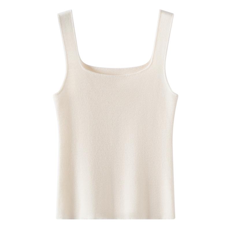 Women's French Retro Wool Knit Square Neck Sleeveless Vest Camisole