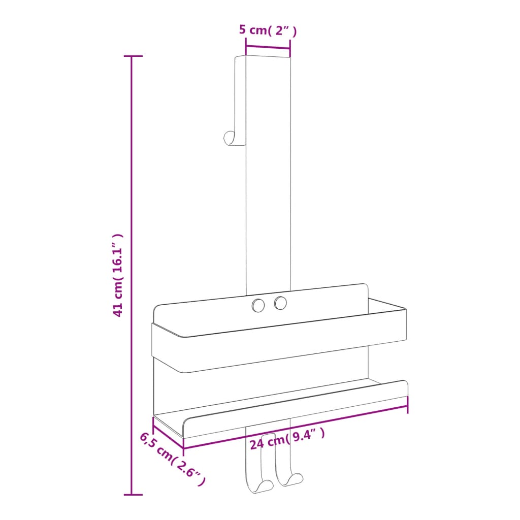 Hanging Shower Caddy Matte Black Brushed Stainless Steel 304