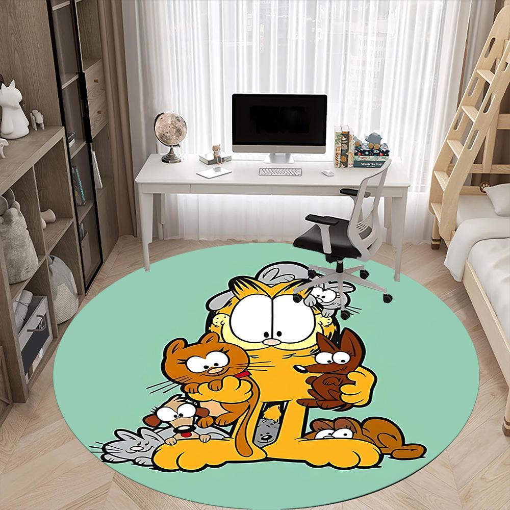 1pc Garfield Pets Office Round Area Rug, Bedroom Living Room Home Decor, Room Deco, Offic a1016150