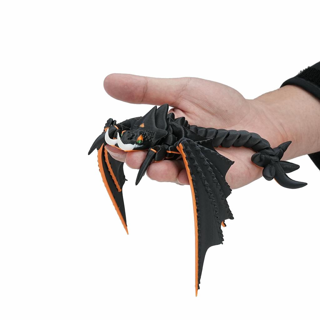 3D Printed Fanged Ghost Dragon Toy Joint Movable Simulation Animal Flying Dragon Model Home Decor Office Ornaments Kids Gift