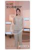 Fenteng [100% cotton] comfortable V-neck cardigan plaid seven quarter sleeves and eight quarter pants home suit set women's pajamas