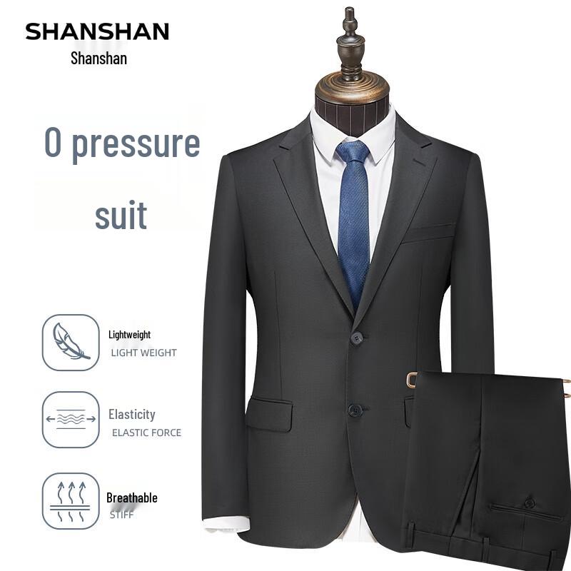 SHANSHAN Men s Anti-Wrinkle Notched Lapel Business Casual Suit Set 48A