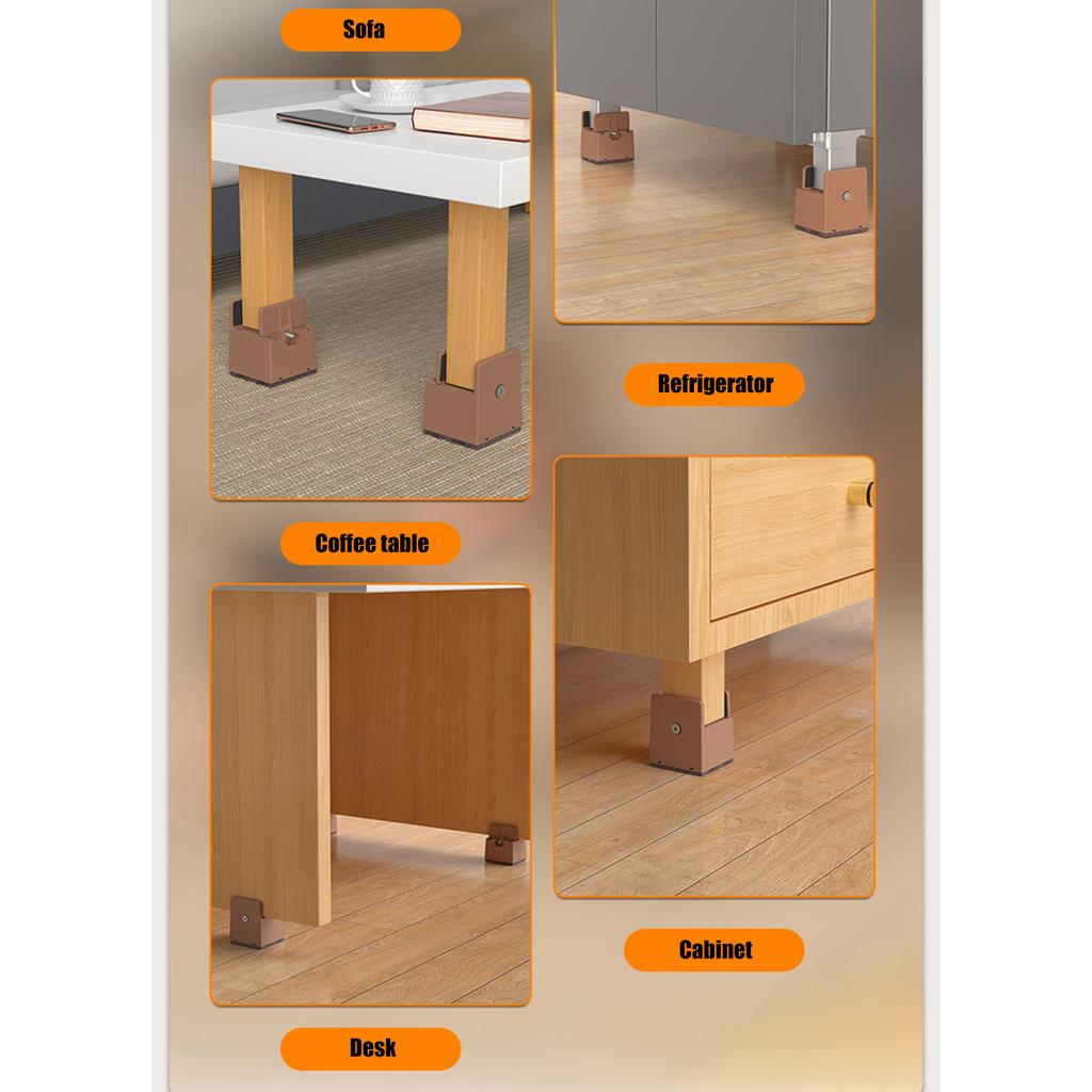 4Pcs Adjustable Furniture Chair Feet Riser Chair Foot Protection Pad Furniture Heightening Foot Pads for Couch Cabinet