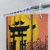 Vibrant Sunset Bamboo Torii Shower Curtain Unique Bathroom Decor for Modern Living Space