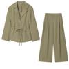 2025 Autumn Women's European Style Padded Shoulder Blazer & Straight-Leg Pants