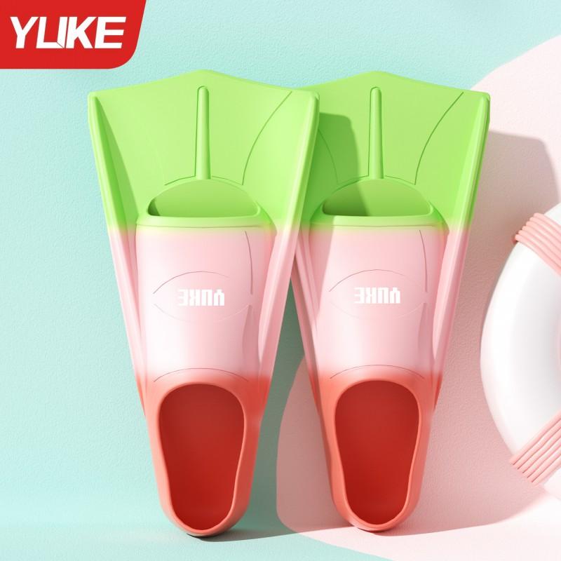 Silicone Swimming Fins Adults Kids - Short Blade Training Freestyle Snorkeling