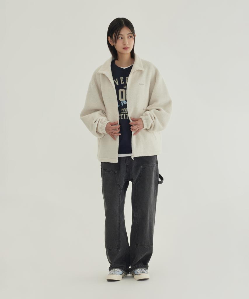 COVERNAT Wool Zip-Up Jacket Oatmeal