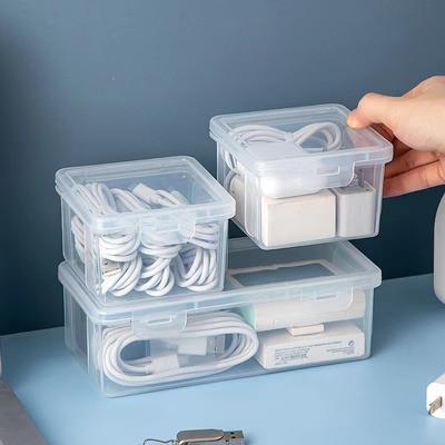 1pc Data Cable Storage Box with Lid, Charger, USB Flash Drive, Headphone Storage Container, Miscellaneous Sorting Box