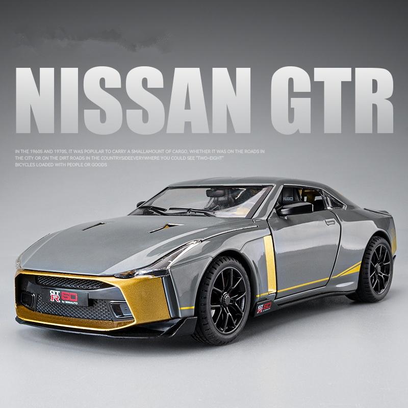 1/24 Niaasn GTR 50 Alloy Sports Car Model Diecasts Metal Toy Race Car Model Sound and Light Simulation Collection Childrens Gift