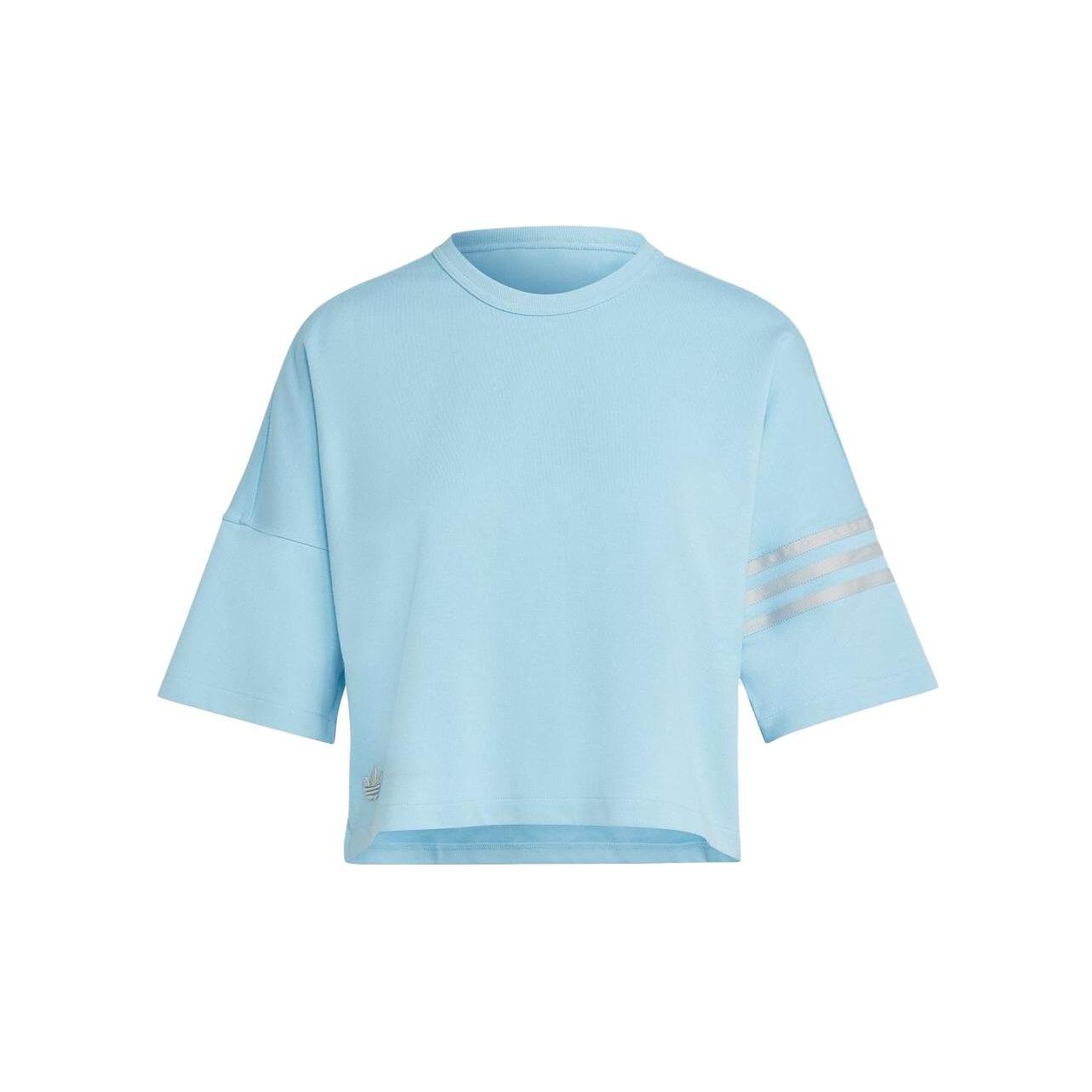 

Adidas Originals Three Stripes Color Block Loose Short Sleeve T-Shirt Women Blue IB7311 M