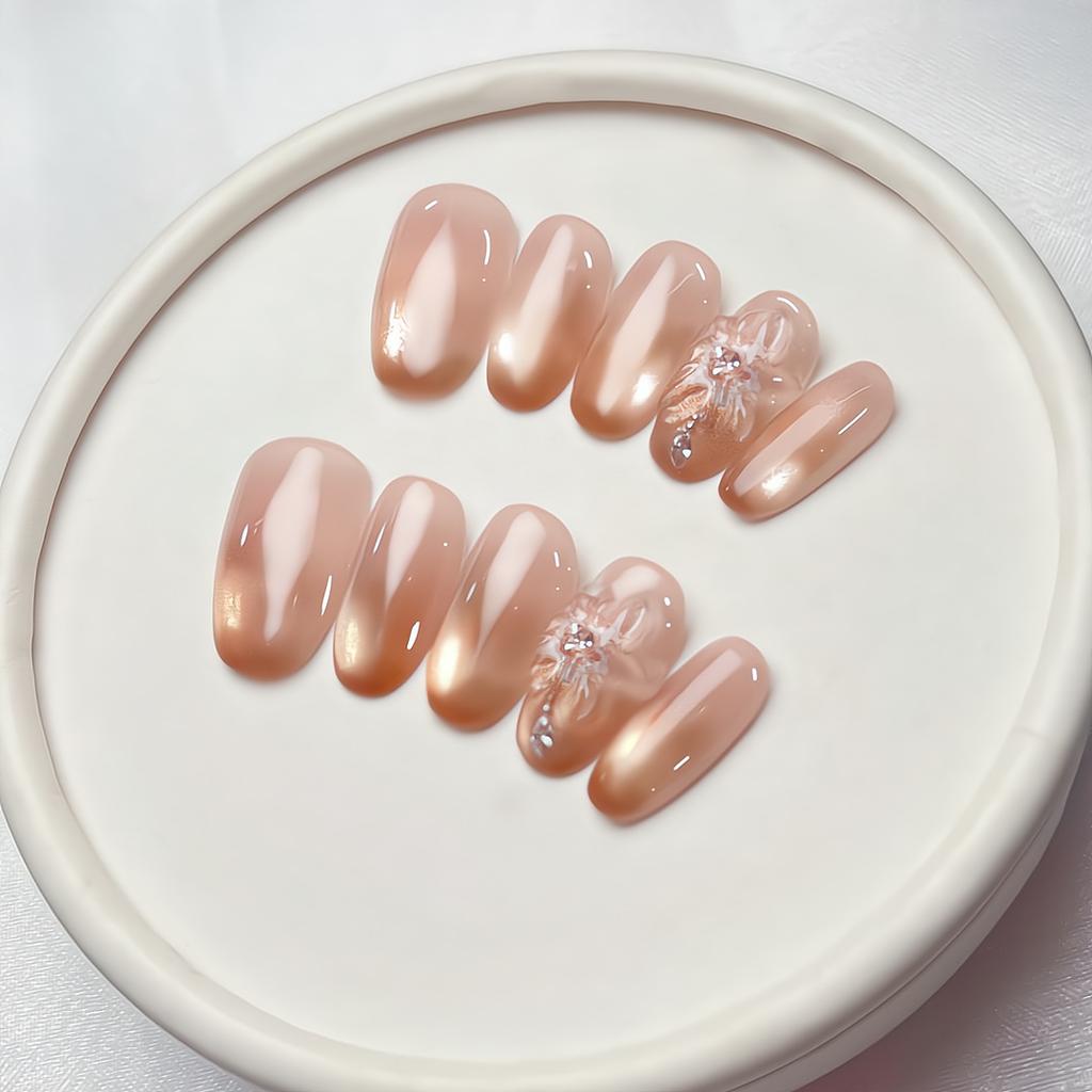 Press On Nails Medium Stiletto Glitter Fake Nails Press Ons with Design Reusable Acrylic False Nail Full Cover Glue On Nail Stick On Nail for Women