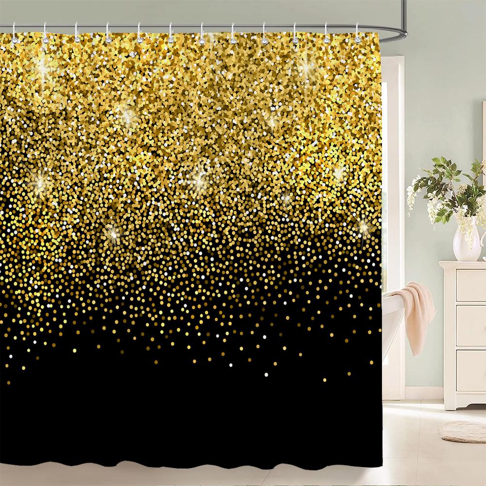 3D-utskrift Gyllene Dröm Glänsande Stjärnor Duschdraperi Med Krok Duschdraperi Polyester Vattentät Heminredning Gardiner 180X180