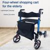 Adjustable Height Shopping Cart with Storage Bag Elderly Four Wheeled Walking Aid Vehicle Household Walking Aids with Brakes and Widened Seat Cushions